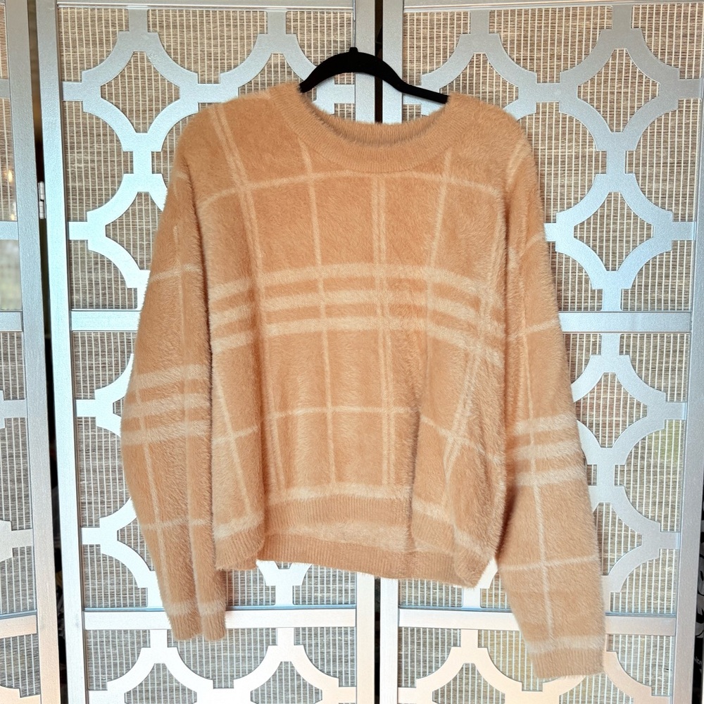 Cyrus Tan Plaid Sweater